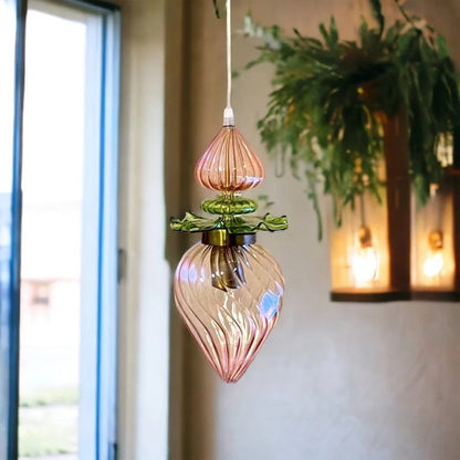 Blown Glass Light Pendant For Kitchen Decor - Les Trois Pyramide