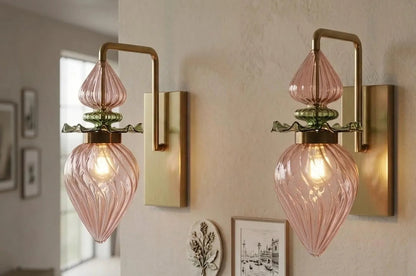 Flower Blown Glass Wall Sconce with Brass – Modern hallway Wall  Light | Les Trois Pyramides