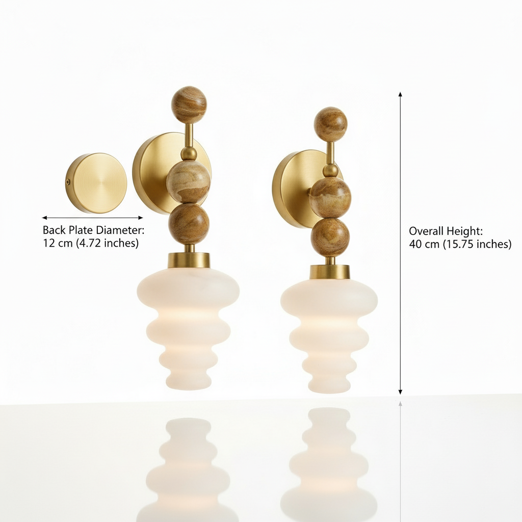 Frosted Blown Glass layers & Natural Marble stones wall lamp