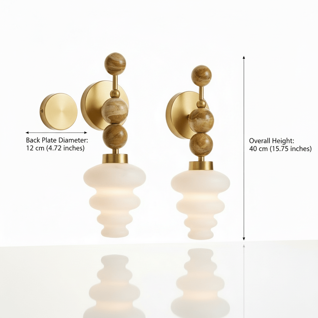 Frosted Blown Glass layers & Natural Marble stones wall lamp