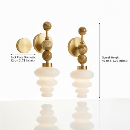 Frosted Blown Glass layers & Natural Marble stones wall lamp