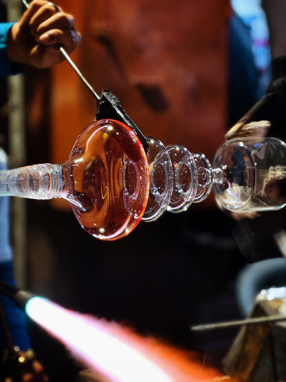 making of the Frosted Blown Glass layers & Natural Onyx  stones wall lamp | Les Trois Pyramides