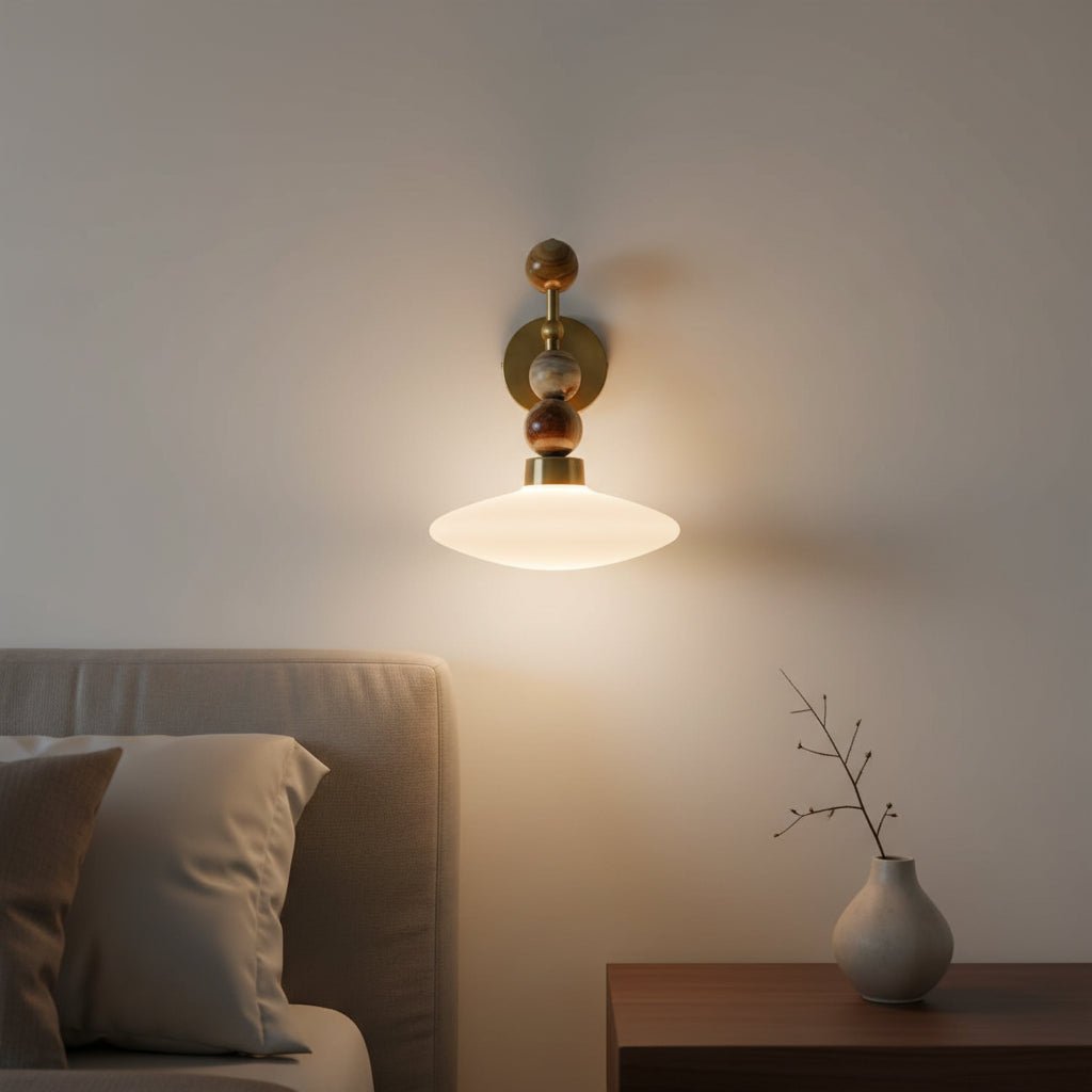 Frosted Blown Glass & Natural onyx stones sconces