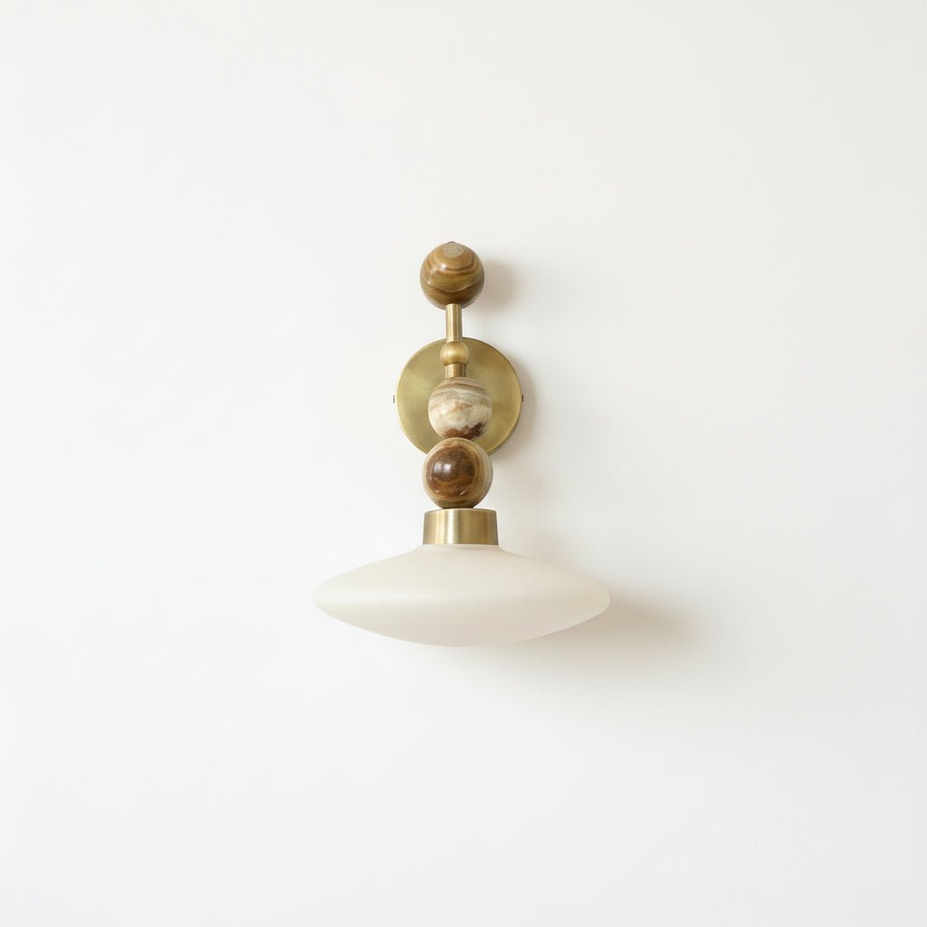 Frosted Blown Glass & Natural onyx stones sconces