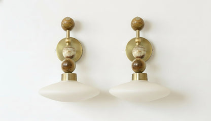 Frosted Blown Glass & Natural onyx stones sconces