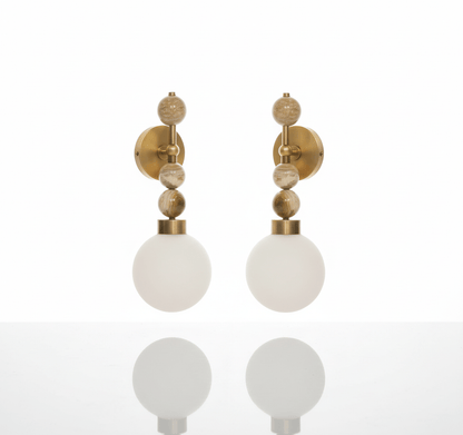 Frosted Blown Glass & Natural Onyx stones wall lamp