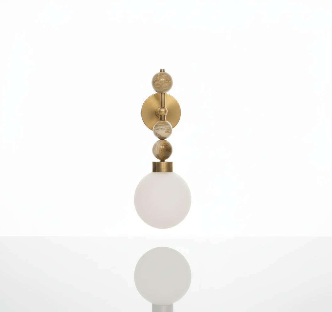 Frosted Blown Glass & Natural Onyx stones wall lamp