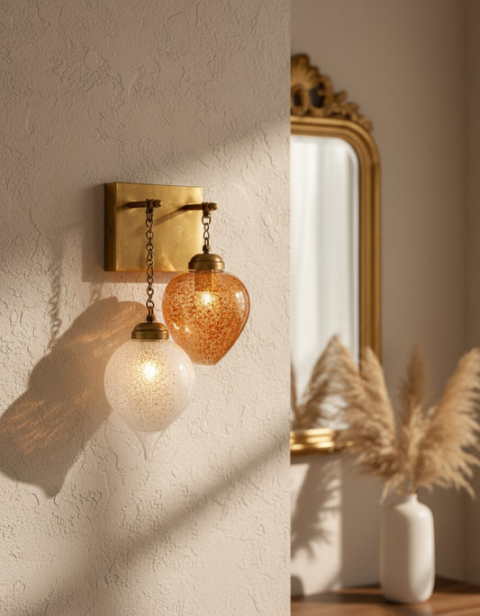 Frosted Double Glass Wall Hanging Lights - Les Trois Pyramide