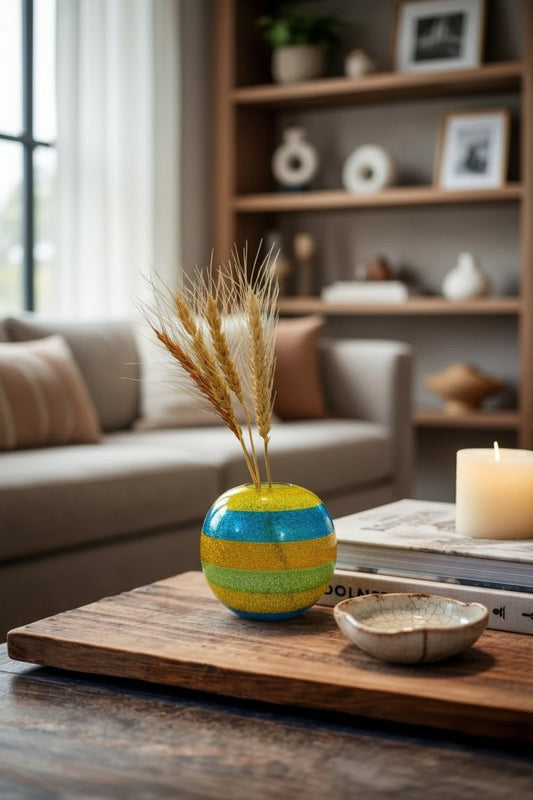 Frosted Glass Art Deco Vase - Hand blown Glassware