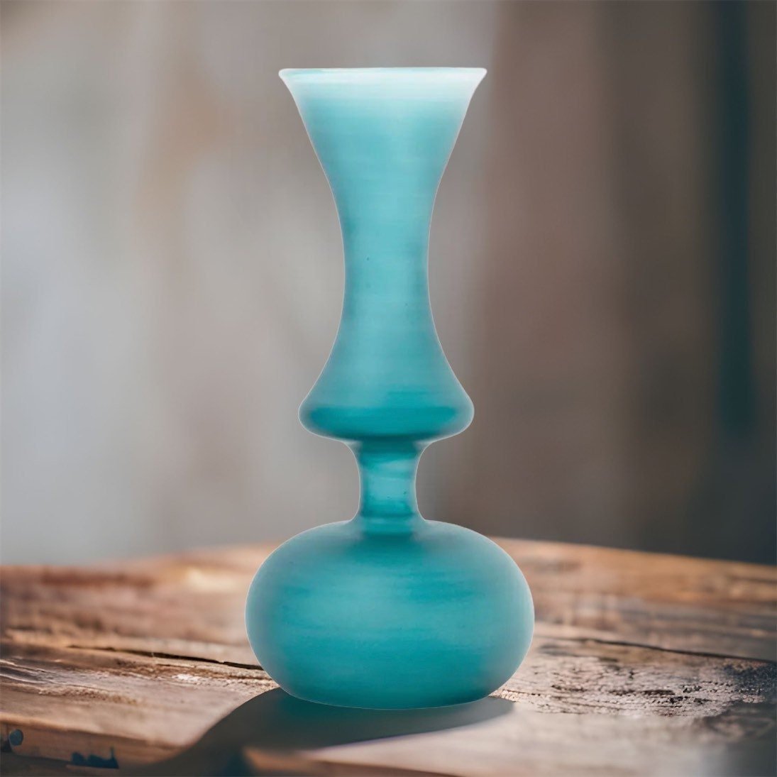 Frosted Glass Art Deco Vase "Turquoise" by Les Trois Pyramides