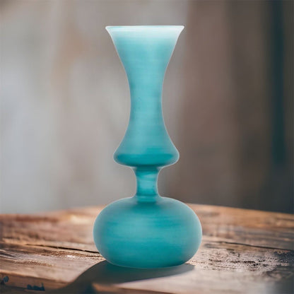 Frosted Glass Art Deco Vase "Turquoise" by Les Trois Pyramides