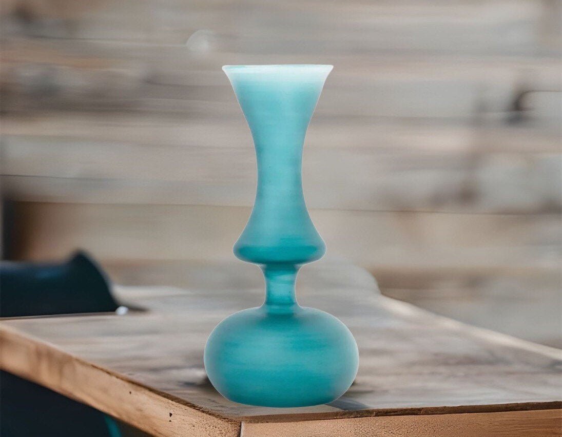 Frosted Glass Art Deco Vase "Turquoise" by Les Trois Pyramides