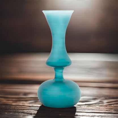 Frosted Glass Art Deco Vase "Turquoise" by Les Trois Pyramides