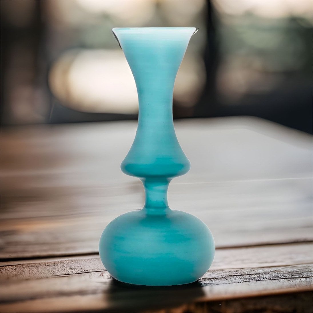 Frosted Glass Art Deco Vase "Turquoise" by Les Trois Pyramides