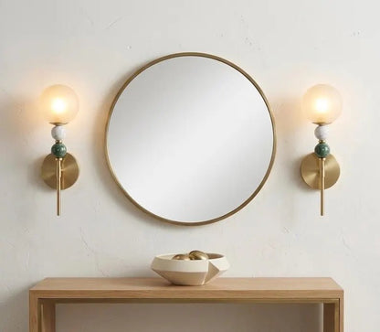 Wall Sconce, Frosted Glass Wall Sconce, Marble Wall Light, Brass Wall Sconce, Bathroom Vanity Lighting, Bedside Lamp, Modern Wall Lighting | Les Trois Pyramides.