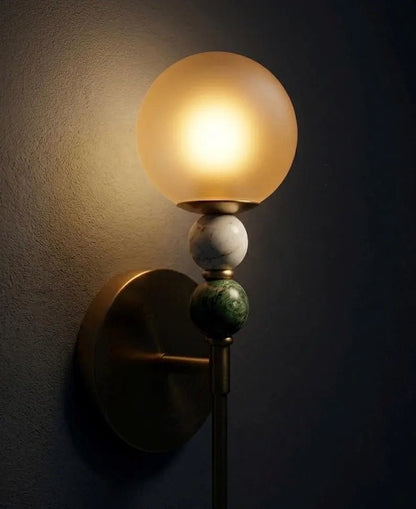 Wall Sconce, Frosted Glass Wall Sconce, Marble Wall Light, Brass Wall Sconce, Bathroom Vanity Lighting, Bedside Lamp, Modern Wall Lighting | Les Trois Pyramides