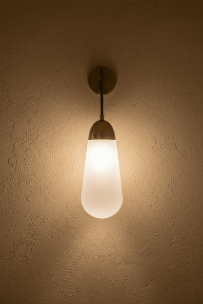 Frosted Glass Wall Sconce with Antique Brass Finish | Handmade Wall Light