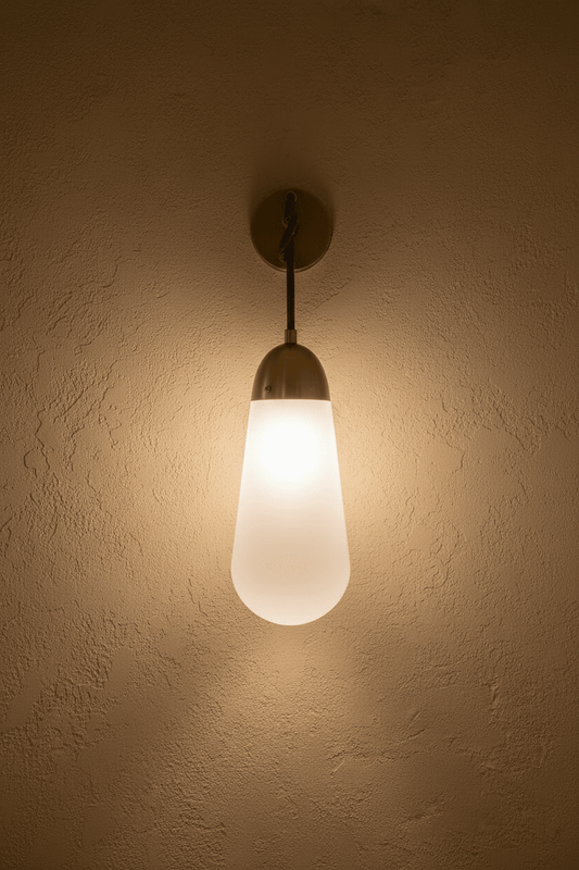 Frosted Glass Wall Sconce with Antique Brass Finish | Handmade Wall Light