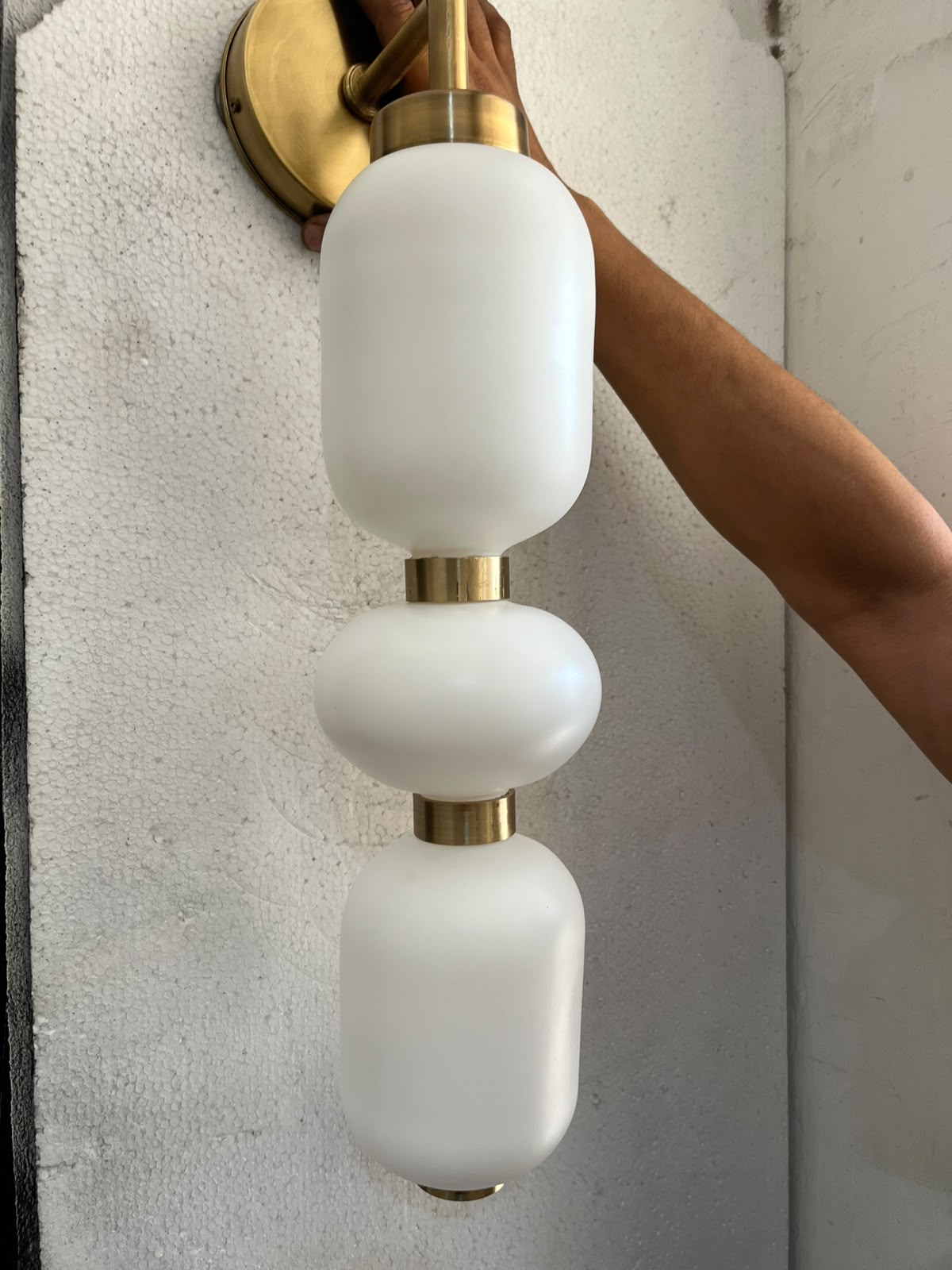 Bathroom Vanity Wall Light, Frosted Glass Wall Sconce, Brass Wall Lamp, Modern Bathroom Lighting, Bedside Wall Light Fixture | Les Trois Pyramides