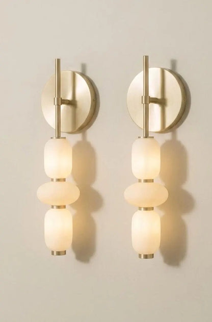 Bathroom Vanity Wall Light, Frosted Glass Wall Sconce, Brass Wall Lamp, Modern Bathroom Lighting, Bedside Wall Light Fixture | Les Trois Pyramides