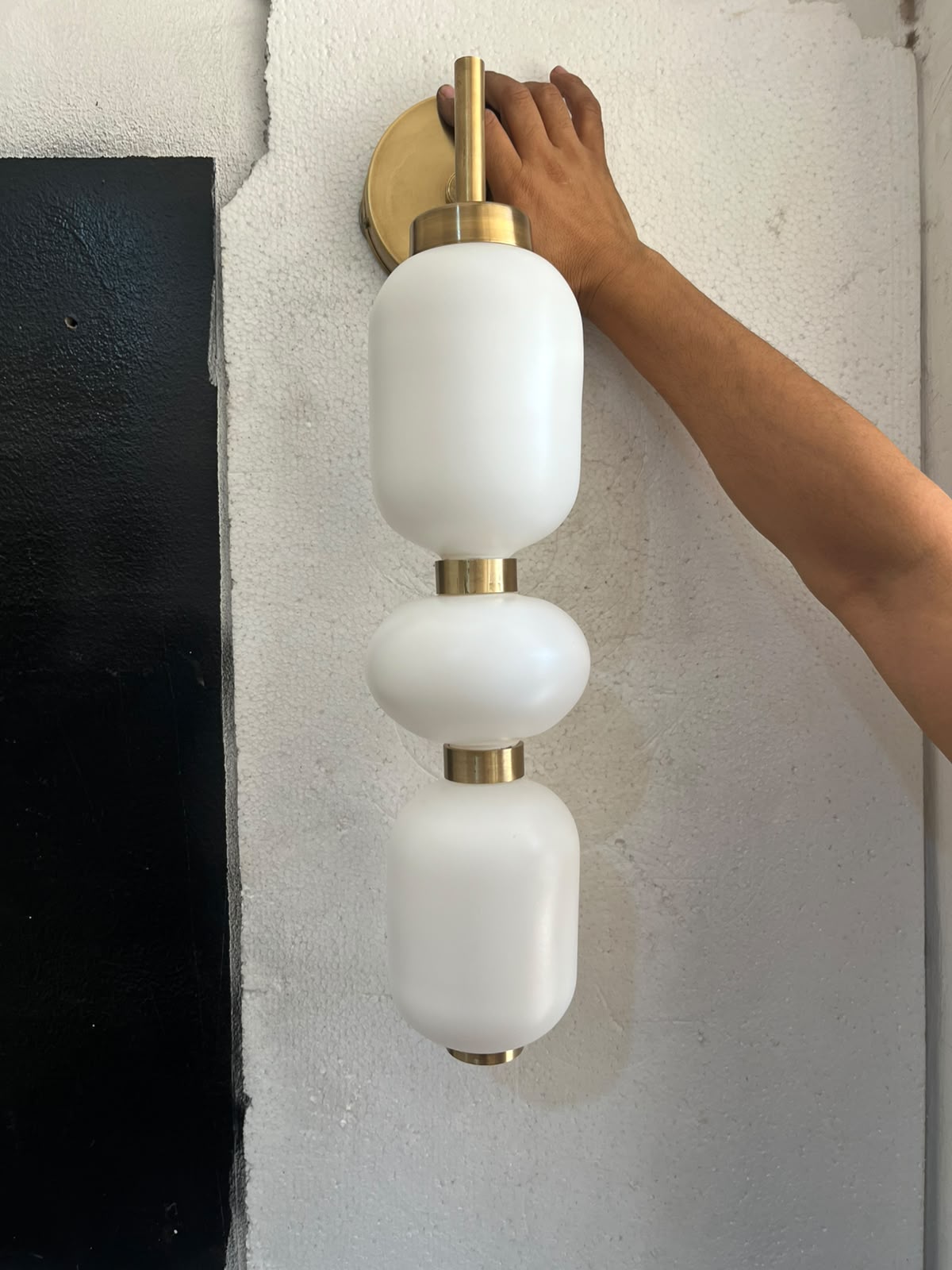 Bathroom Vanity Wall Light, Frosted Glass Wall Sconce, Brass Wall Lamp, Modern Bathroom Lighting, Bedside Wall Light Fixture | Les Trois Pyramides