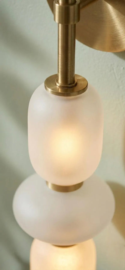 Bathroom Vanity Wall Light, Frosted Glass Wall Sconce, Brass Wall Lamp, Modern Bathroom Lighting, Bedside Wall Light Fixture | Les Trois Pyramides