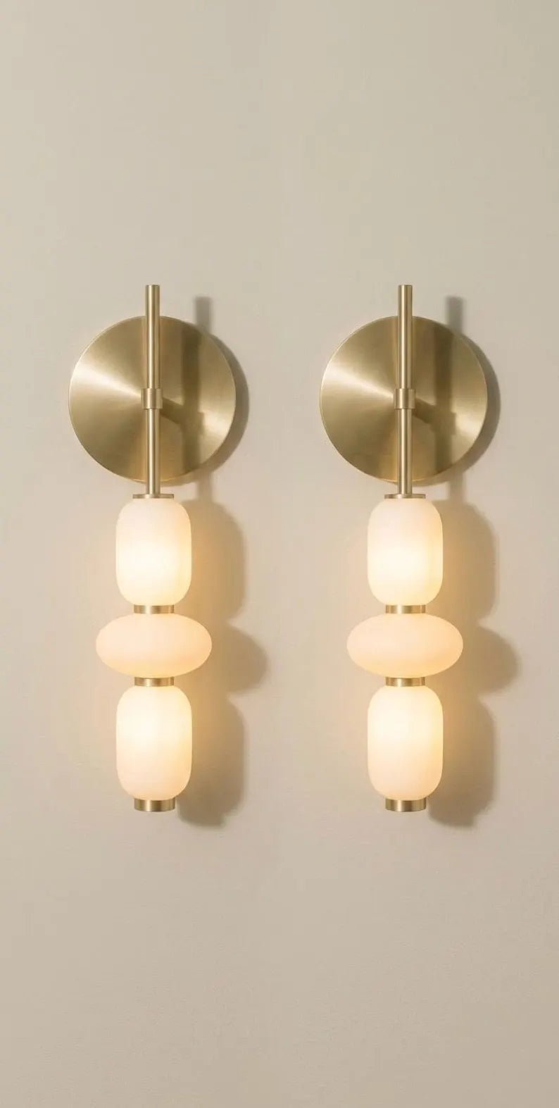 Bathroom Vanity Wall Light, Frosted Glass Wall Sconce, Brass Wall Lamp, Modern Bathroom Lighting, Bedside Wall Light Fixture | Les Trois Pyramides