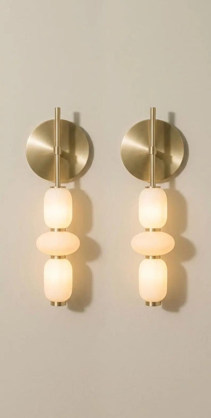 Bathroom Vanity Wall Light, Frosted Glass Wall Sconce, Brass Wall Lamp, Modern Bathroom Lighting, Bedside Wall Light Fixture | Les Trois Pyramides
