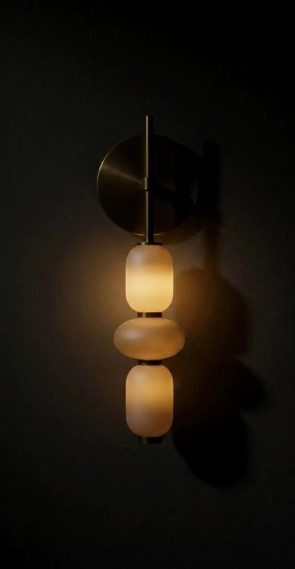 Bathroom Vanity Wall Light, Frosted Glass Wall Sconce, Brass Wall Lamp, Modern Bathroom Lighting, Bedside Wall Light Fixture | Les Trois Pyramides