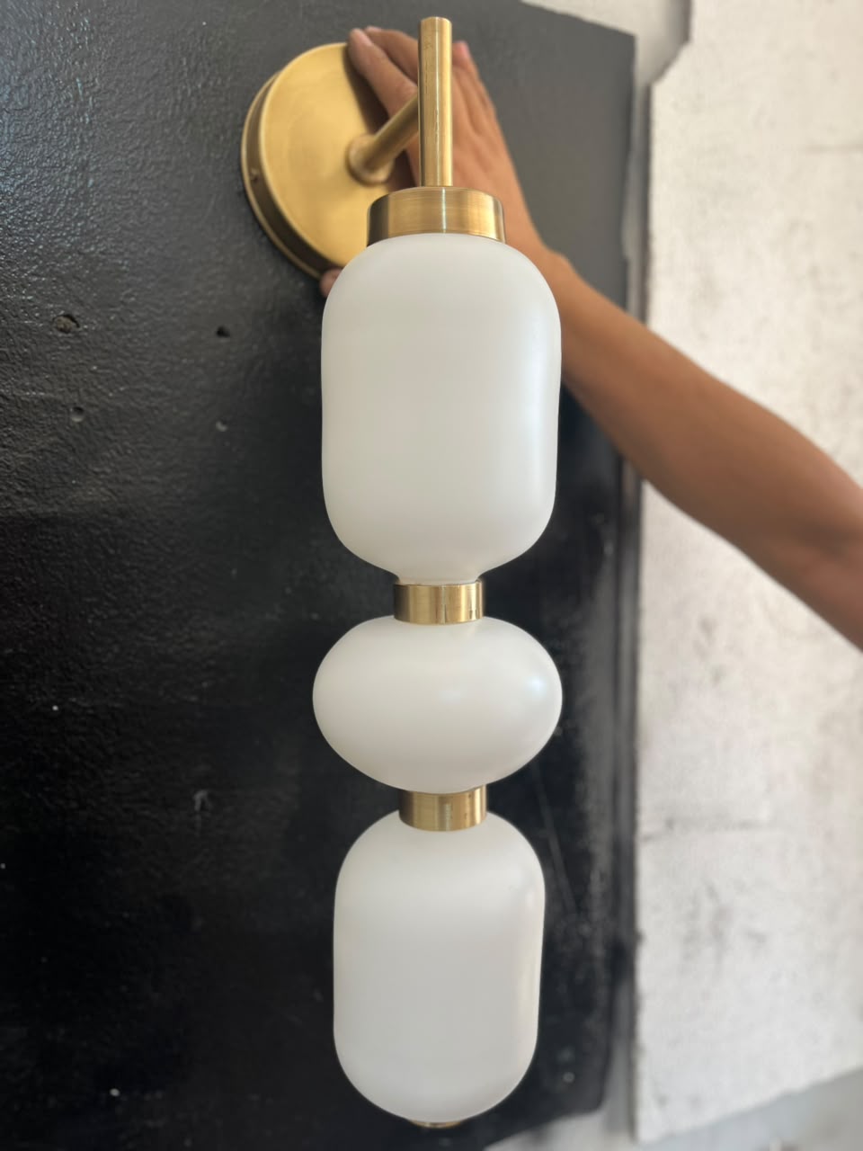 Bathroom Vanity Wall Light, Frosted Glass Wall Sconce, Brass Wall Lamp, Modern Bathroom Lighting, Bedside Wall Light Fixture | Les Trois Pyramides