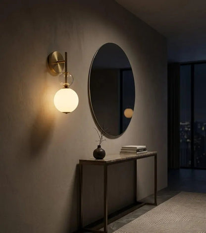 Frosted Glass Wall Sconce - Brass Wall Sconce - Modern Wall Light - Glass Wall Lamp - Bathroom Vanity Light - Bedside Lamp | Les Trois Pyramides