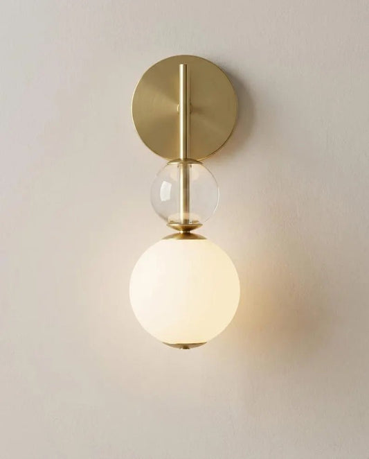 Frosted Glass Wall Sconce - Brass Wall Sconce - Modern Wall Light - Glass Wall Lamp - Bathroom Vanity Light - Bedside Lamp | Les Trois Pyramides