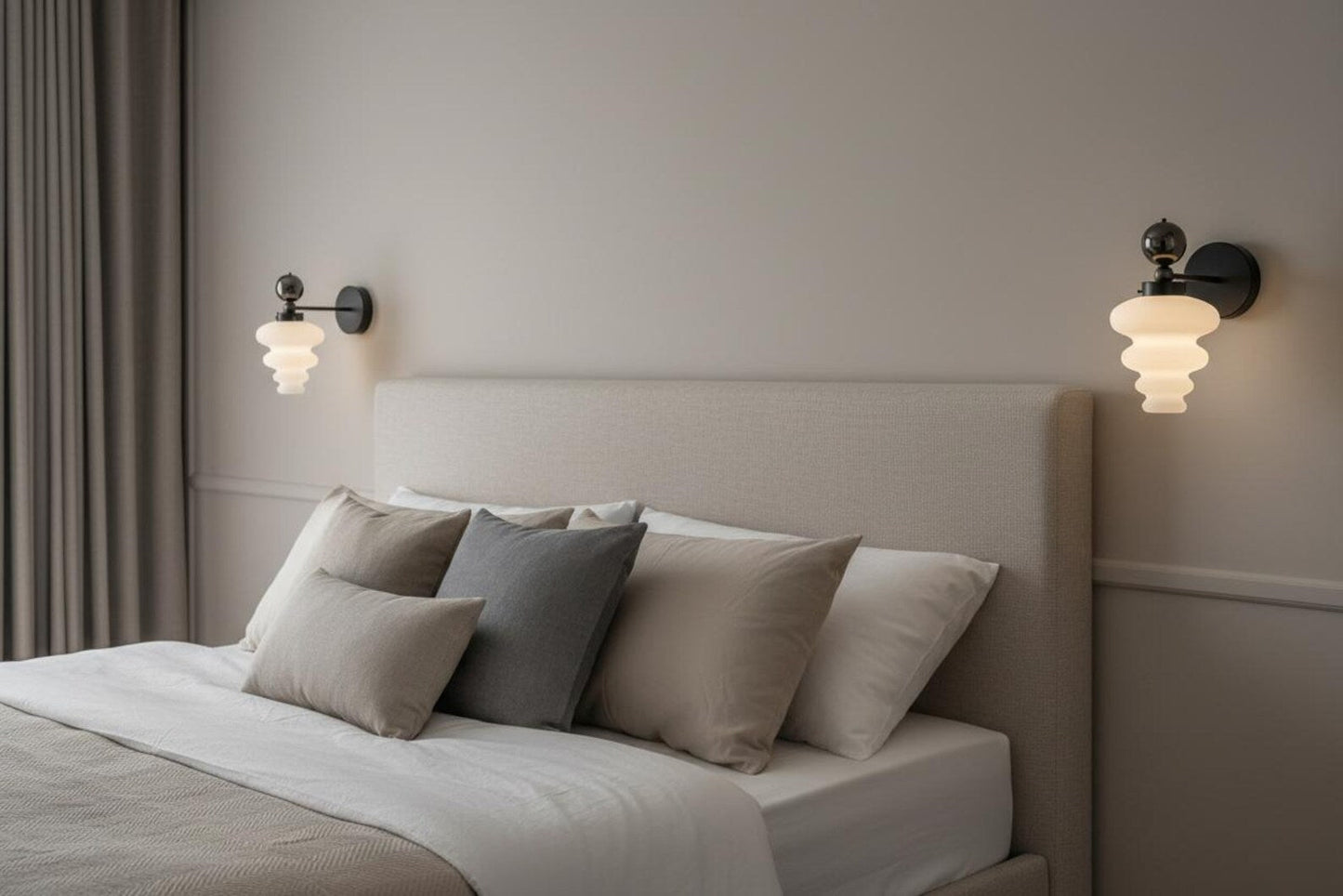 Frosted Glass Wall Sconce with Marble Accent – Handmade Modern Wall Light | Les Trois Pyramides