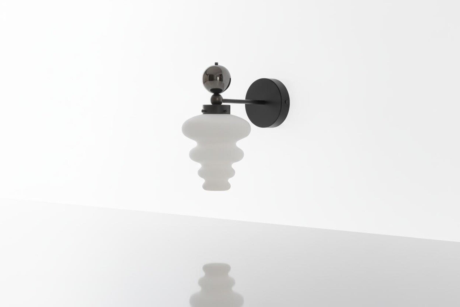 Frosted Glass Wall Sconce with Marble Accent – Handmade Modern Wall Light | Les Trois Pyramides