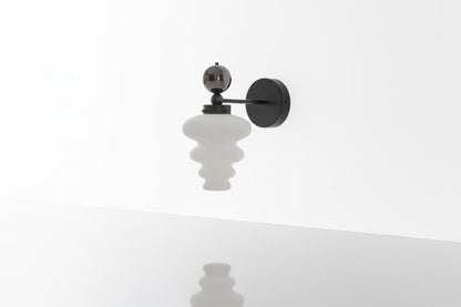 Frosted Glass Wall Sconce with Marble Accent – Handmade Modern Wall Light | Les Trois Pyramides