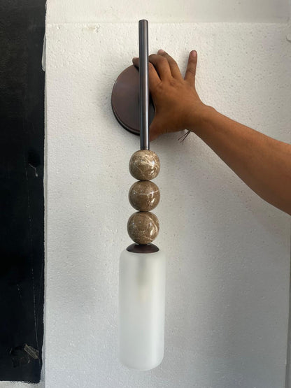 Frosted Glass Wall Sconce, Bathroom Vanity Wall Light, Brass Wall Lamp, Modern Bathroom Lighting, Bedside Wall Light Fixture | Les Trois pyramides