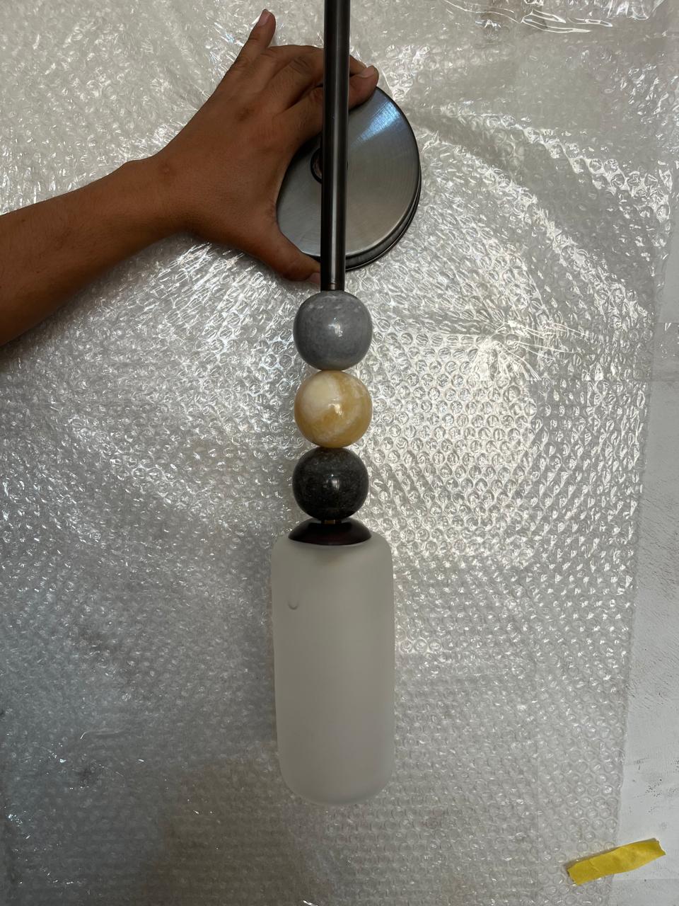 Frosted Glass Wall Sconce, Bathroom Vanity Wall Light, Brass Wall Lamp, Modern Bathroom Lighting, Bedside Wall Light Fixture | Les Trois pyramides