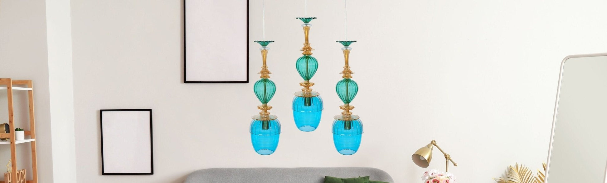 Glass Pendant Light Modern - Les Trois Pyramides