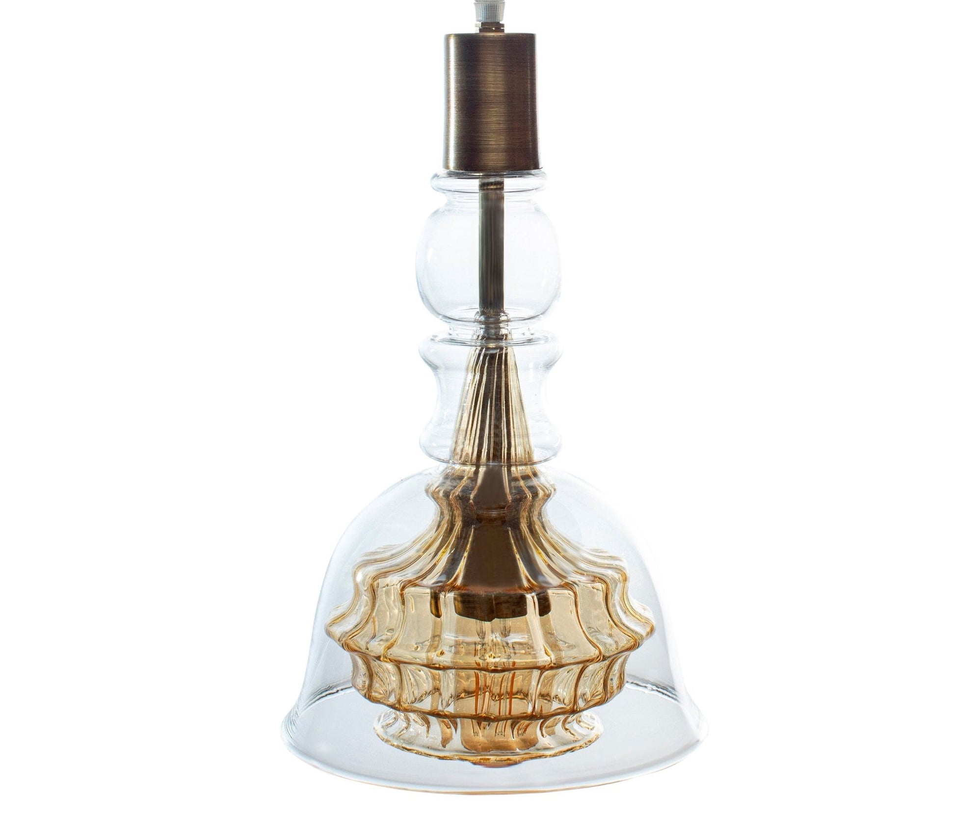 Gold and Crystal Deco Light Fixture - Les Trois Pyramides