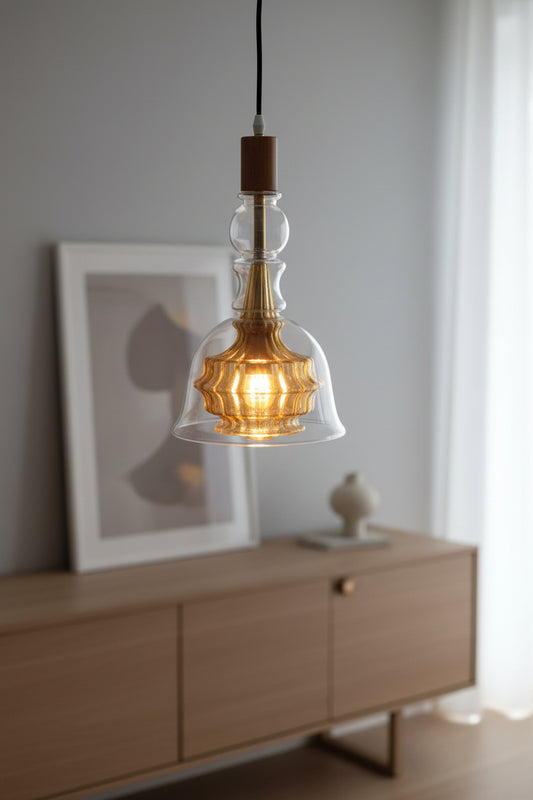 Gold and Crystal Deco Light Fixture - Les Trois Pyramides