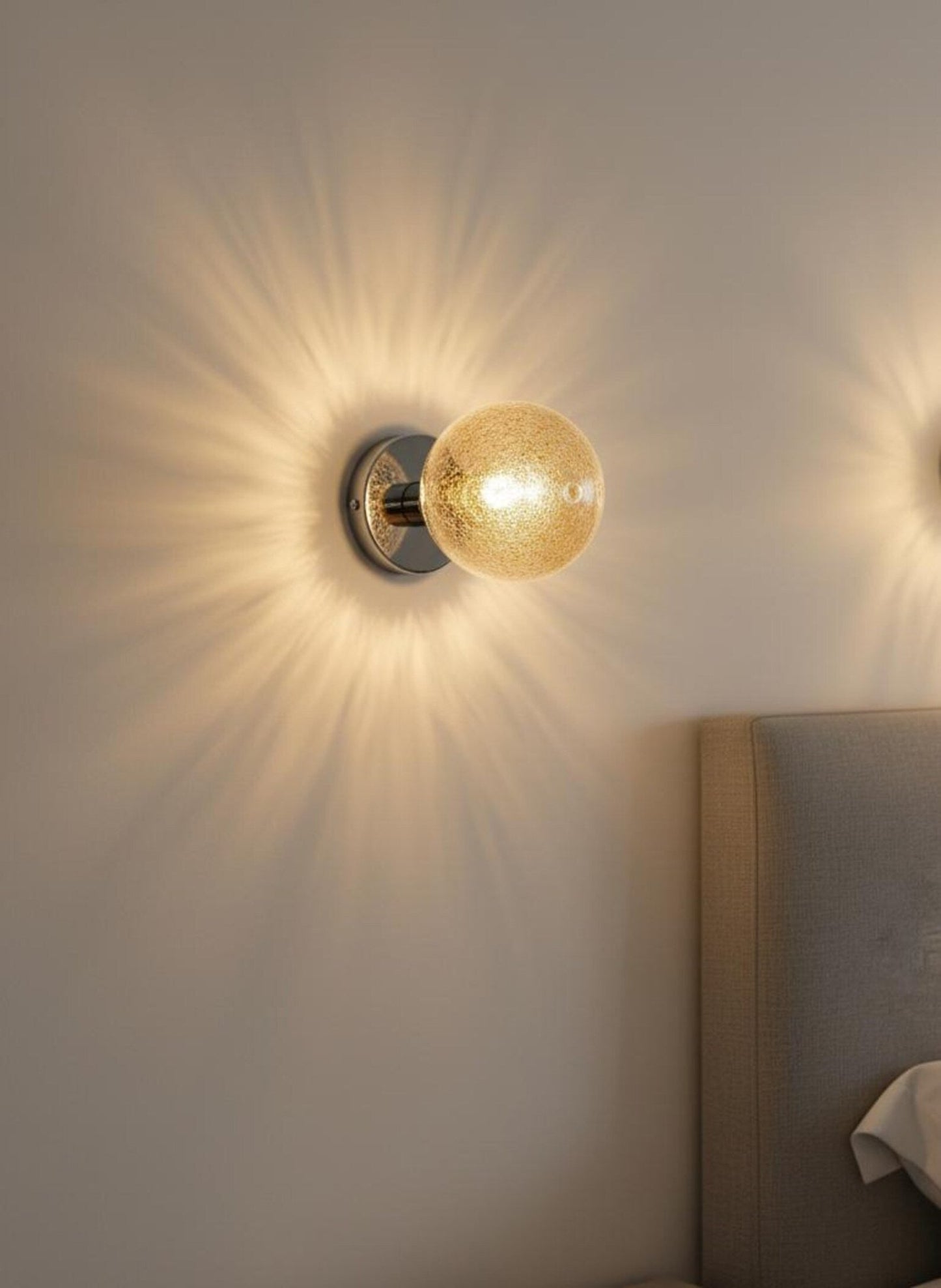 Hand Blown Gold Flake Crackle Glass Wall Sconce - Modern wall light | Les Trois Pyramides
