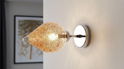 Hand Blown Gold Flake Crackle Glass Wall Sconce - Modern wall light | Les Trois Pyramides