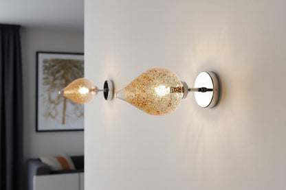Hand Blown Gold Flake Crackle Glass Wall Sconce - Modern wall light | Les Trois Pyramides