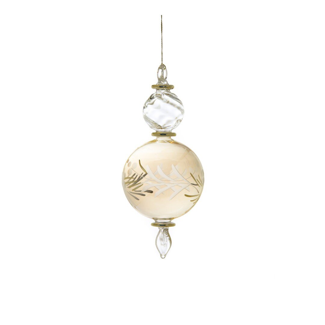 Gold Engraved Blown Glass Christmas Ornament - Les Trois Pyramides