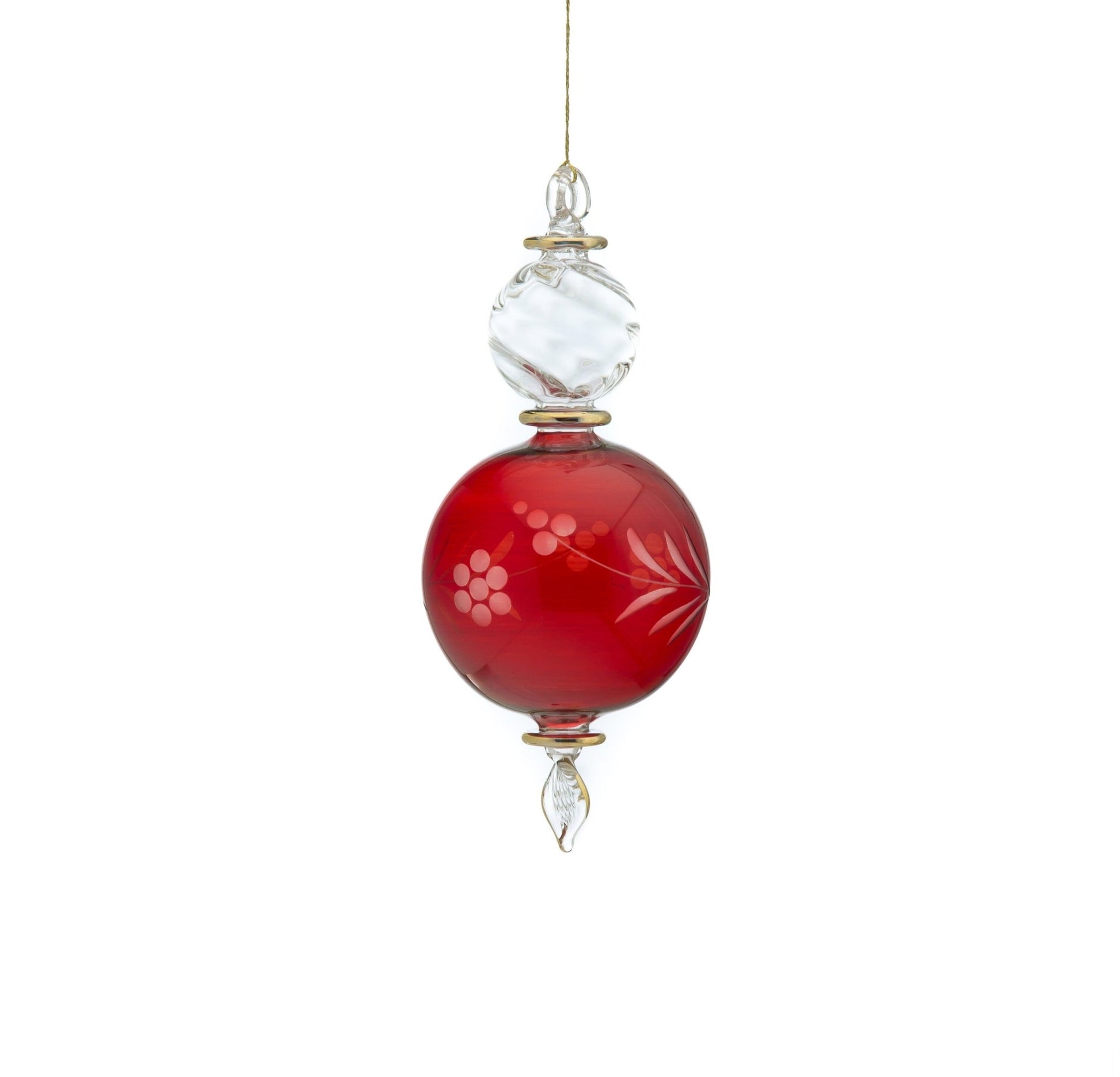 Gold Engraved Blown Glass Christmas Ornament - Les Trois Pyramides