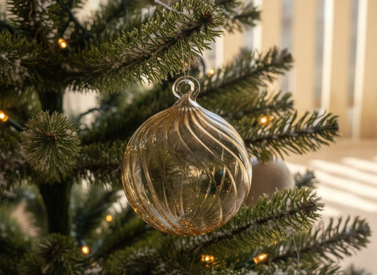 Gold Glass Christmas Ball Tree Topper – Handmade Holiday Ornament
