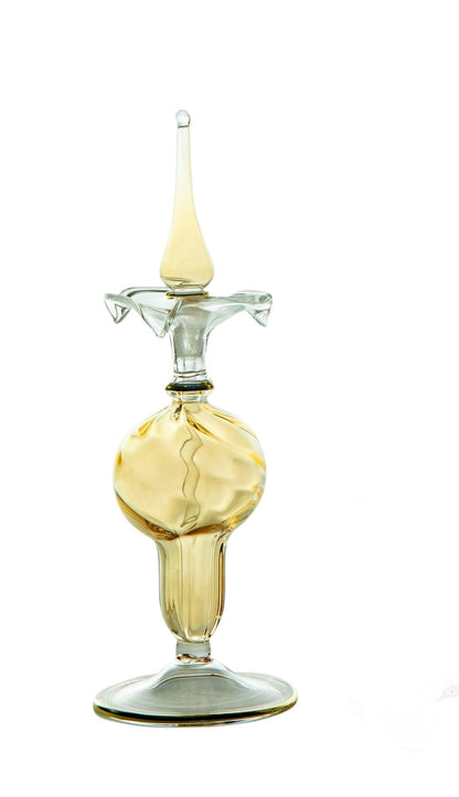 Gold perfume bottle - Hand painted in white background | Les Trois Pyramides