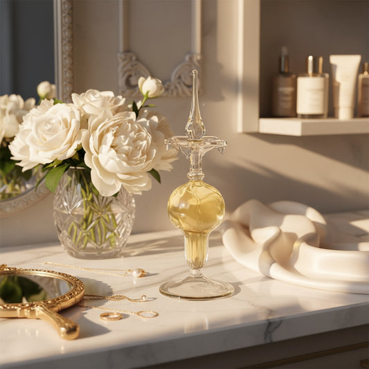 Gold perfume bottle - Hand painted | Les Trois Pyramides