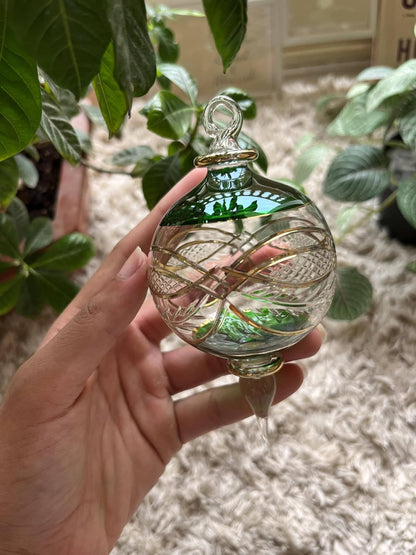 Green Engraved 14 K Gold Glass Christmas ornament for Christmas tree decorations