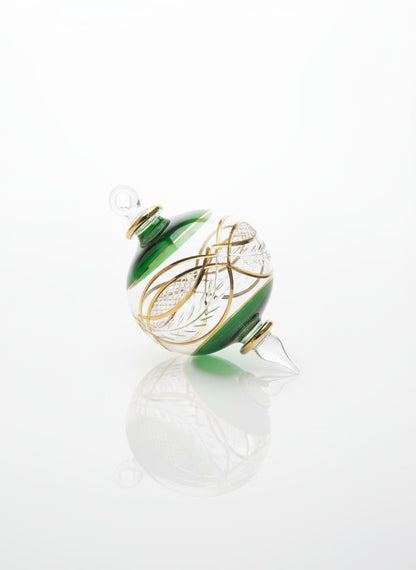 Green Engraved 14 K Gold Glass Christmas ornament for Christmas tree decorations